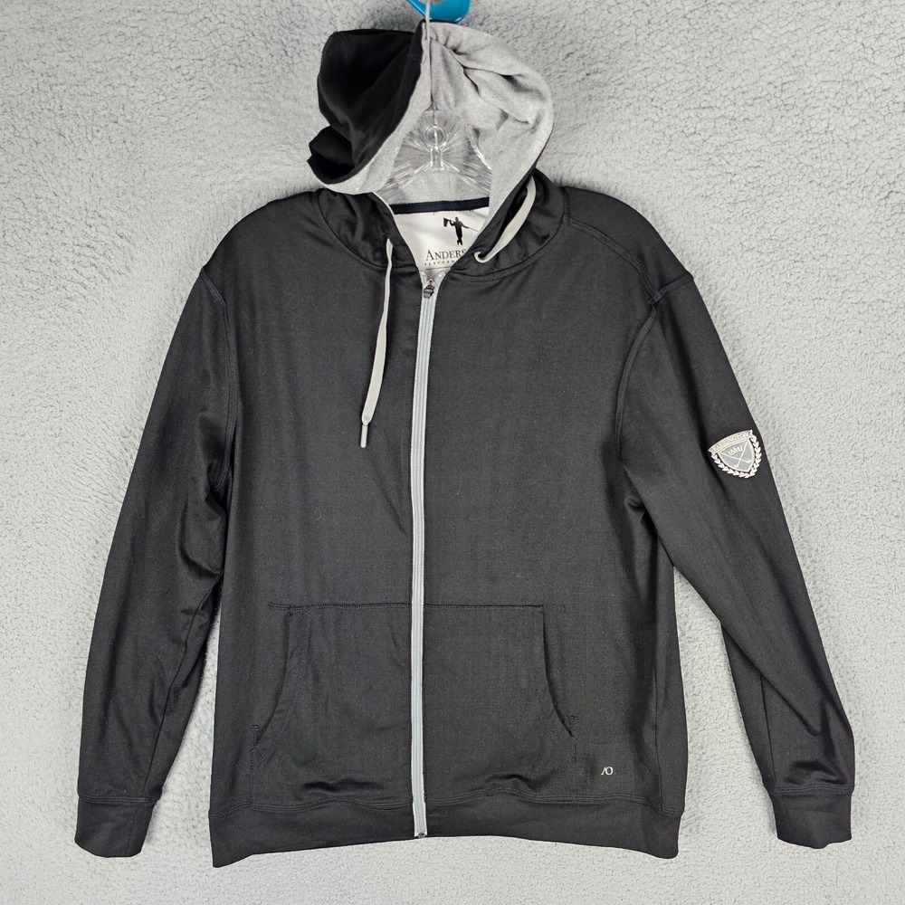 Anderson Ord Hoodie Mens Small Black Full Zip Performance Sweatshirt Logo